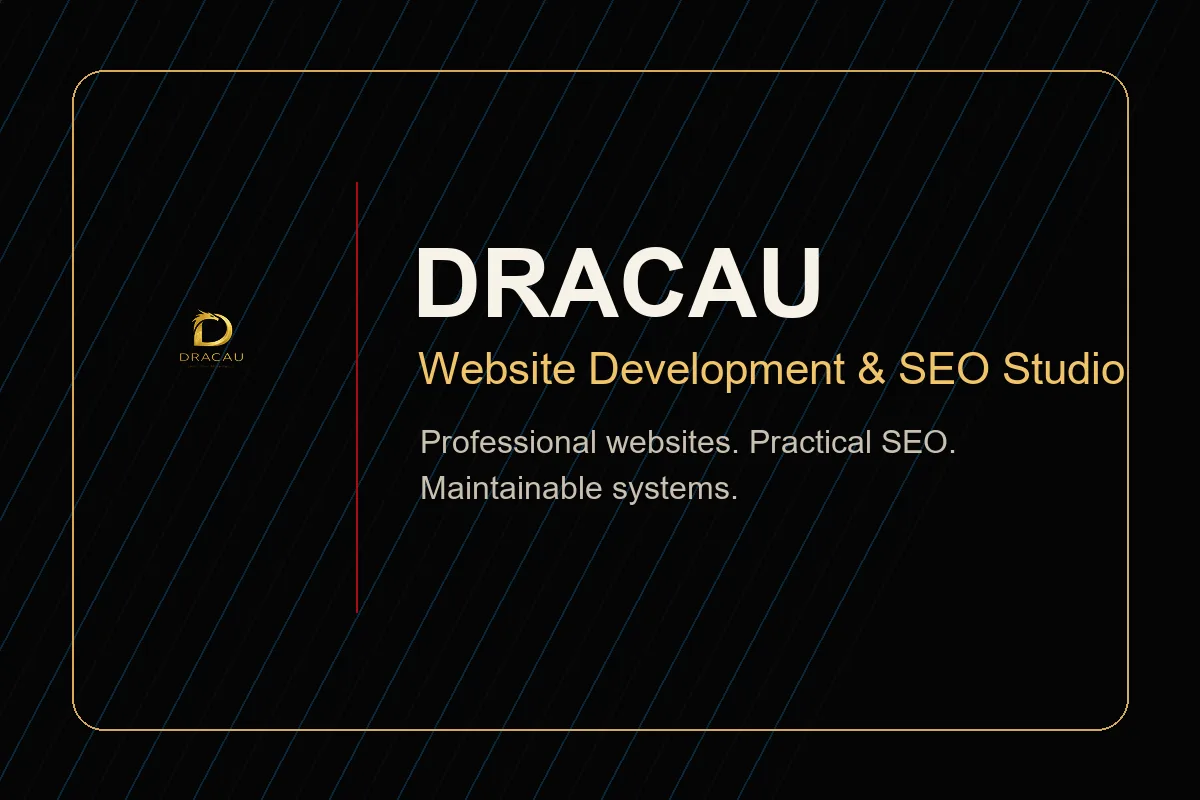 Brand mark Dracau hitam emas untuk website dan SEO