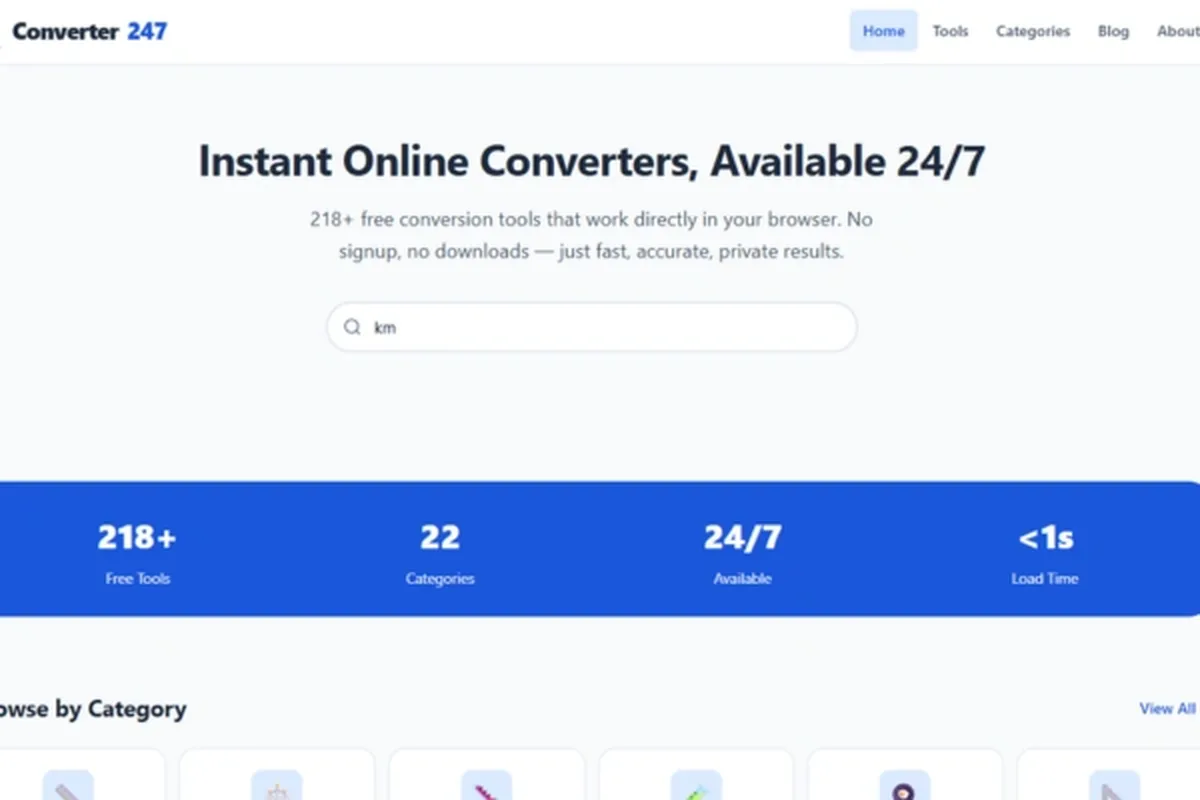 Converter247 interface screenshot used as a selected work example
